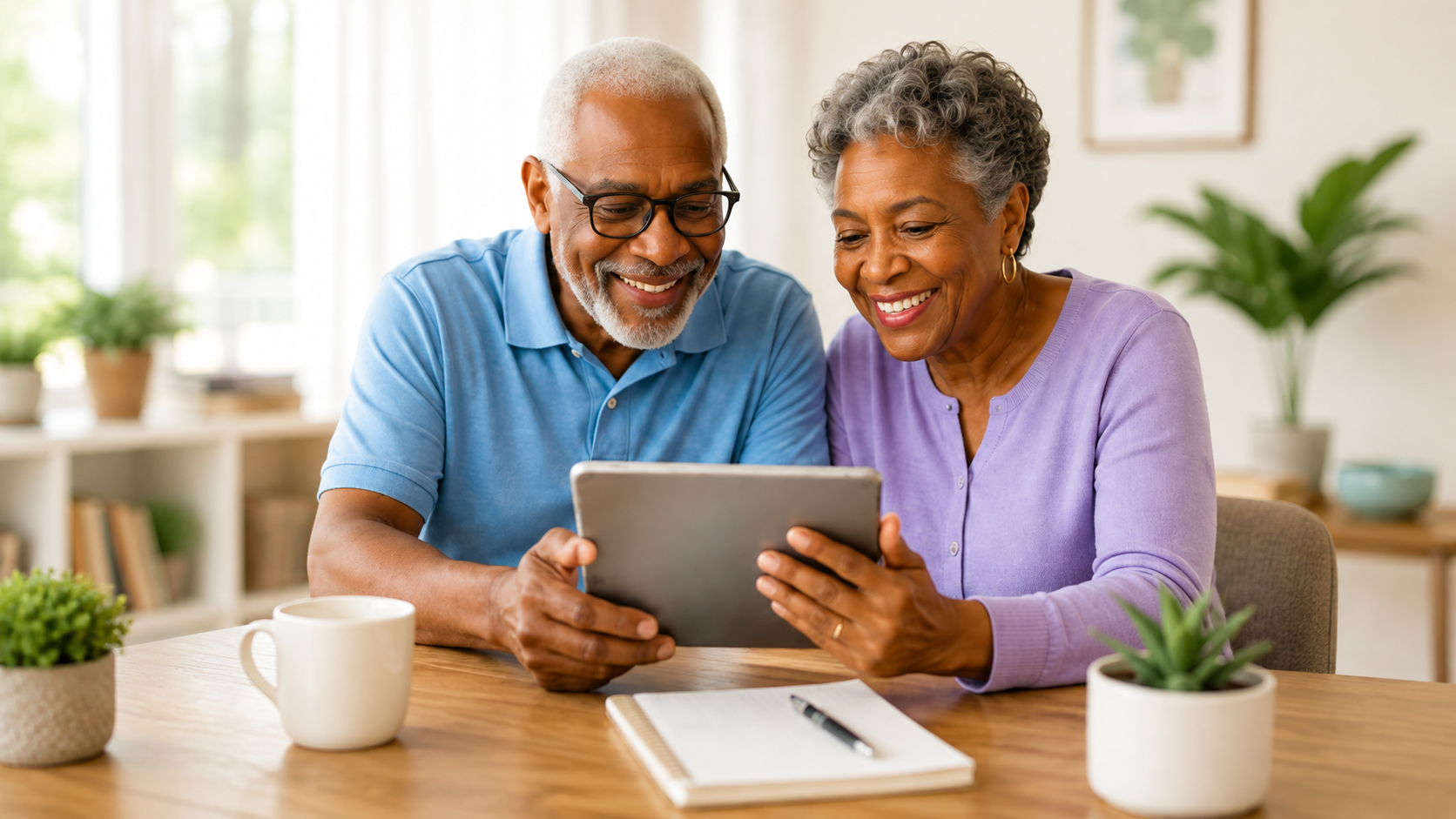Adults 55+ learning together on a laptop